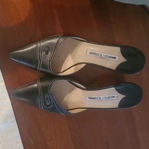 Manolo Blahnik Vintage '90s Kitten-Heel Mules, Size 38 or Size 7